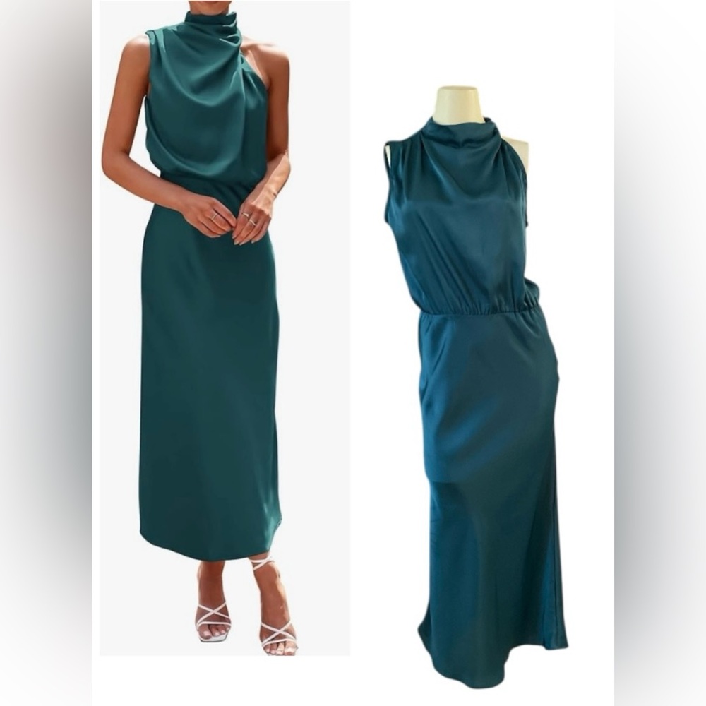 PRETTYGARDEN Women's 2024 Summer Satin Formal Cocktail Party Holiday Dress Small